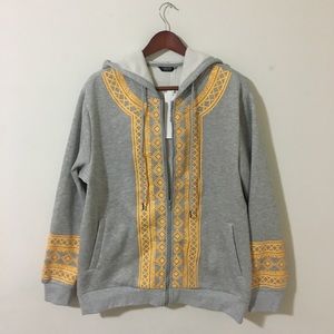 Afro-Centric Grey Zip-Up Hoodie